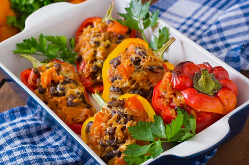 Stuffed Peppers with Beans and Rice